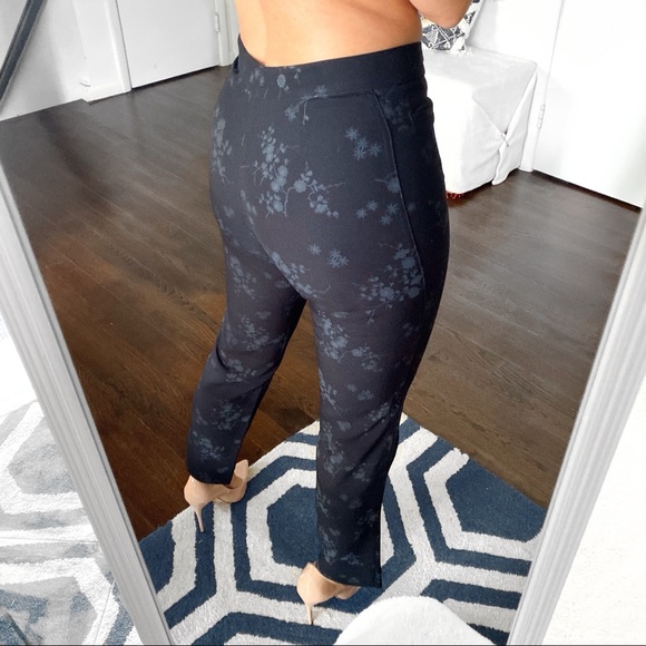 🖤 CLASSIC BLACK GREY FLORAL STRAIGHT LEG HIGH WAIST PANTS! - Picture 3 of 9